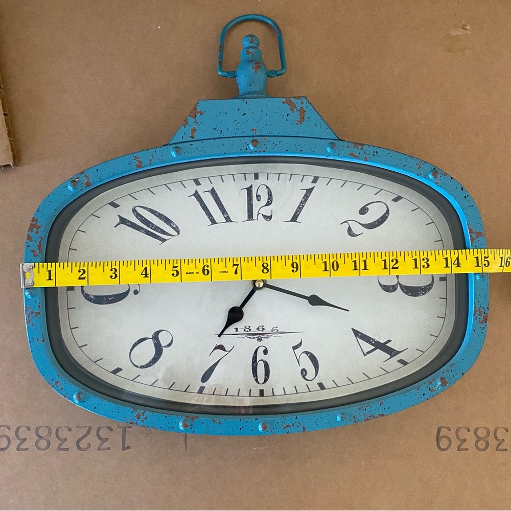 Retro Blue Metal Wall Clock